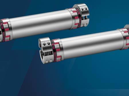 Connection shafts on blue background
