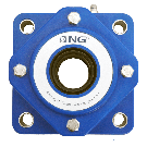 NG waterproof flange bearing F4 Ø30, 4-bolt, open cover, blue