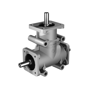 Poggi right angle gearbox 2002, R1:1, D1/2, Ø8h7, 3-way, Aluminium