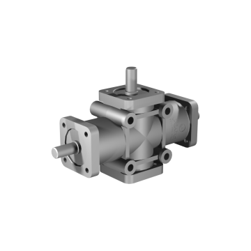 Poggi right angle gearbox 2007, R1:1, D2, Ø14h7, 3-way, Reduced backlash, Aluminium