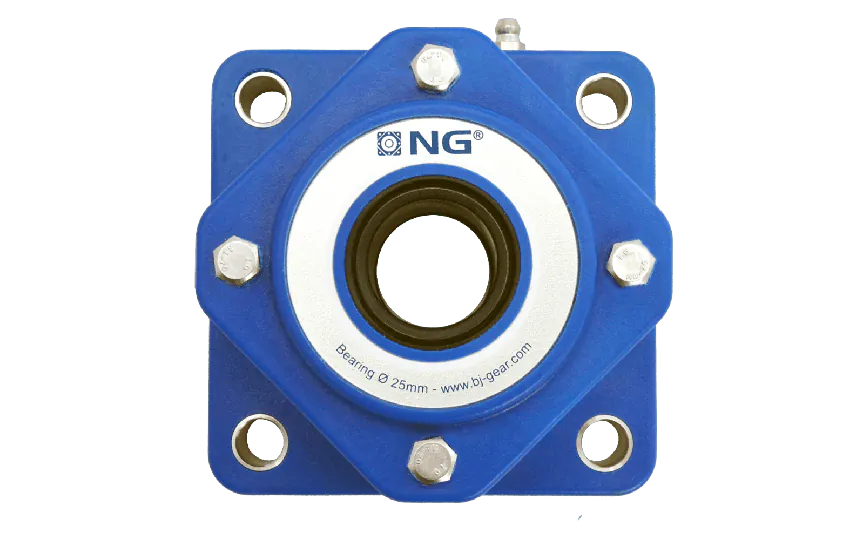 NG waterproof flange bearing F4 Ø25, 4-bolt, open cover, blue