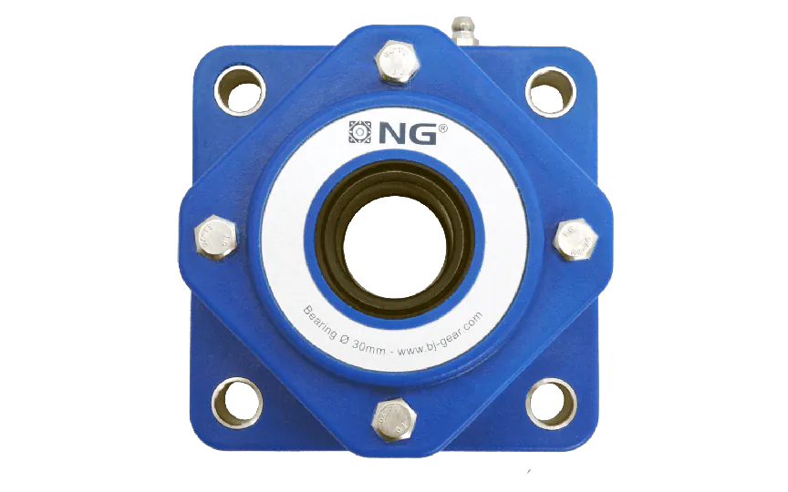 NG waterproof flange bearing F4 Ø30, 4-bolt, open cover, blue