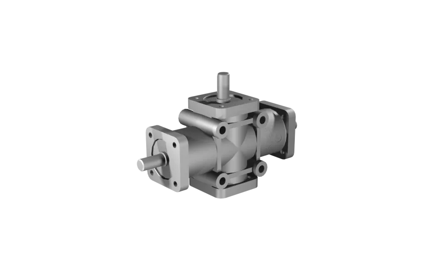 Poggi vinkelgear 2007, R1:1, D1, Ø14h7, 3-vejs, Aluminium